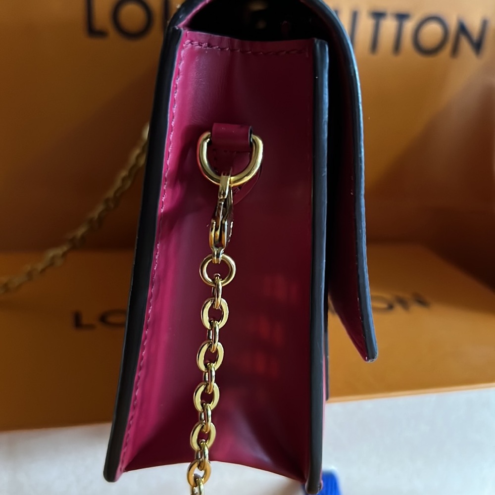 Louis Vuitton monogram canvas Flore wallet on chain gold fuchsia flower clasp - Picture 3 of 11